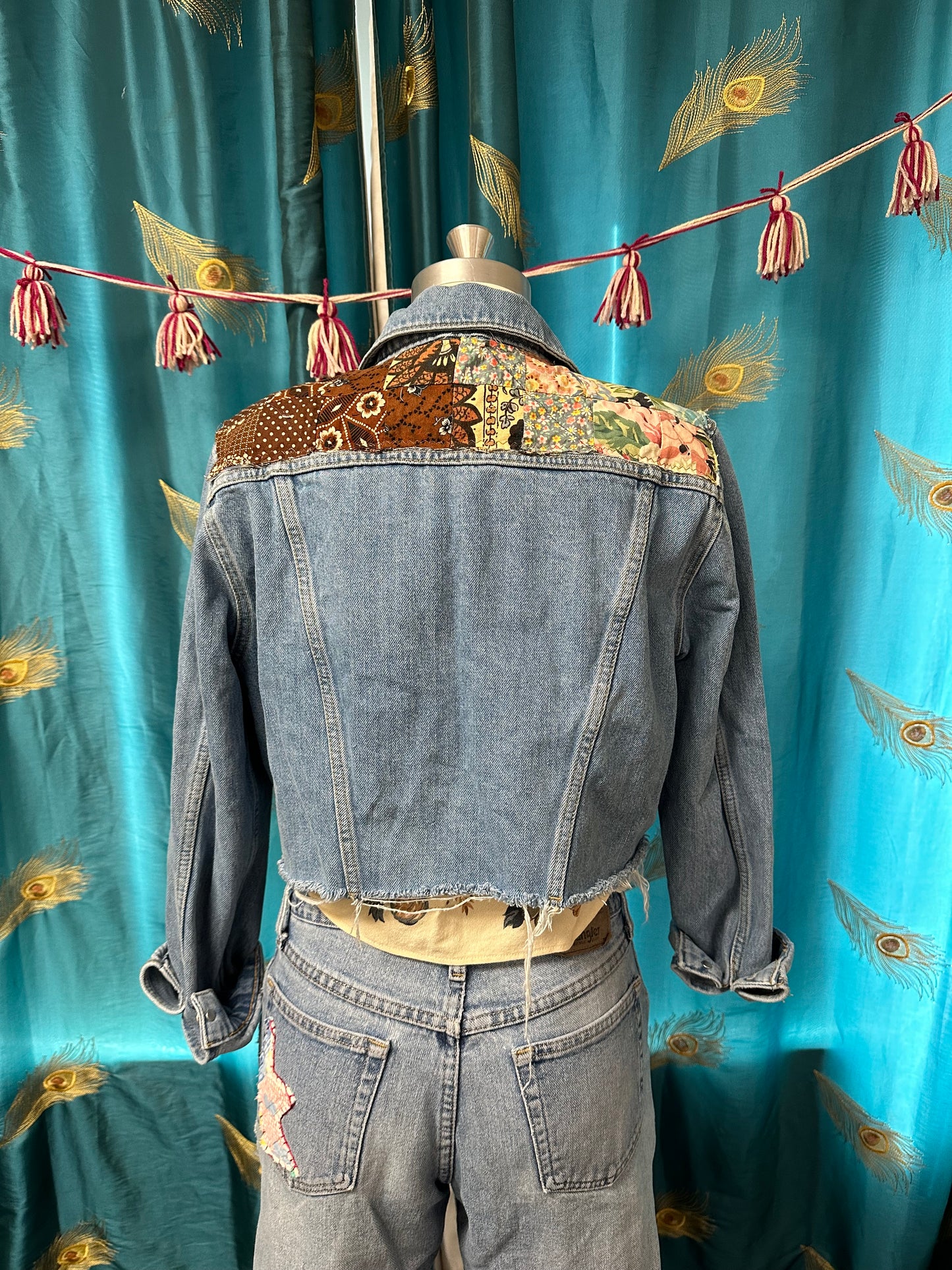Upcycled Top Shop Cropped Jean Jacket ( Size 12 Adult)