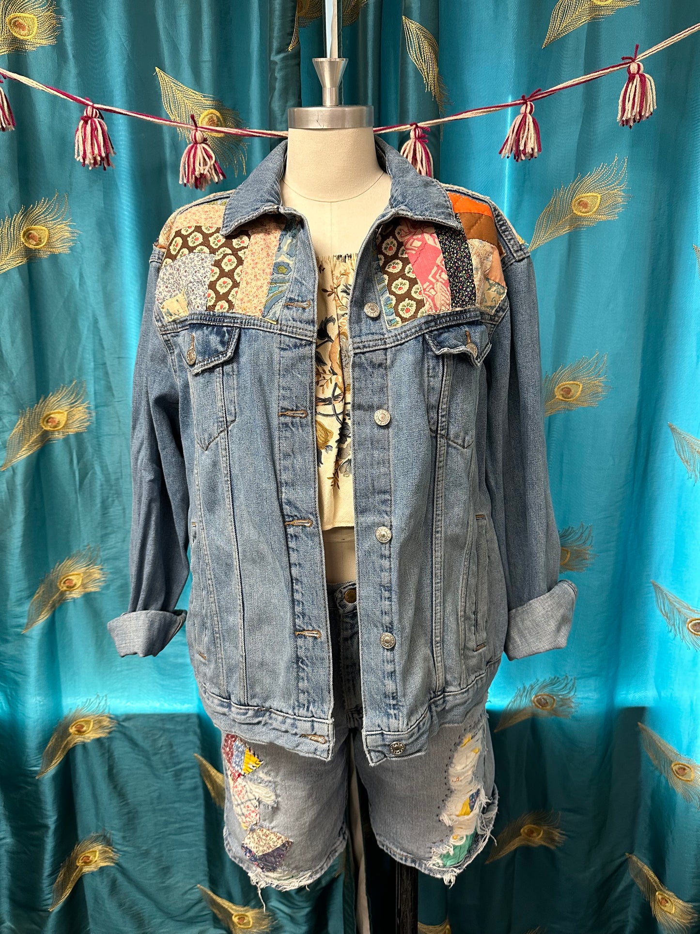 Upcycled Top Shop Moto Jean Jacket ( Size 12 Adult)
