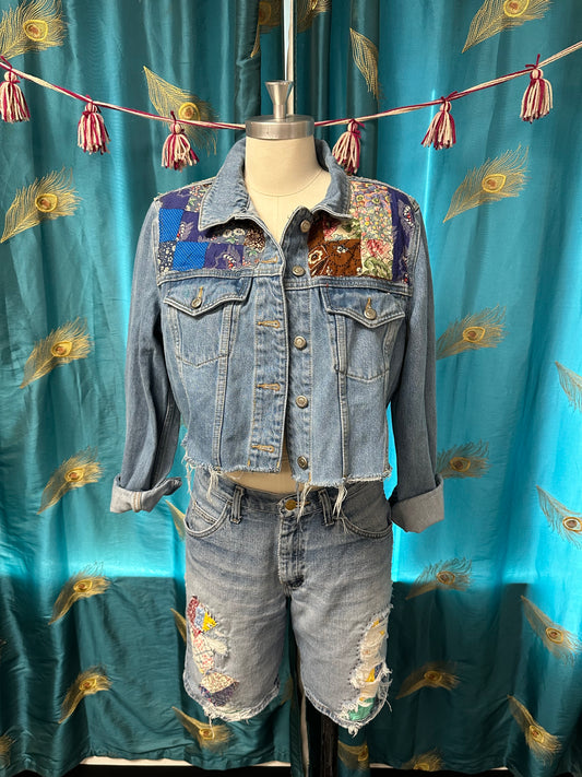Upcycled Top Shop Cropped Jean Jacket ( Size 12 Adult)
